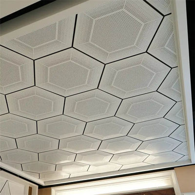 462x462x462x462x462x462 Geperforeerde Aluminium Metalen Plafond Zeshoekige Plafondtegel Met Witte Kleur