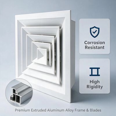 Vierkant Aluminium 1100 Vuurvaste de Verspreider van de Plafondlucht bakt Gebeëindigde Oppervlakte