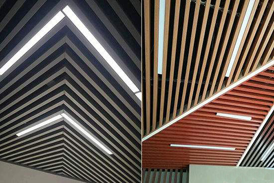 De decoratieve u-het Comité van het Schotaluminium Met een laag bedekte Plafond Houten Korrel schortte Akoestische Plafondschotten op